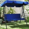 Outdoor Patio Swing Chair with Adjustable Canopy, Outdoor Patio Glider Swing with Heavy Duty Stand for 3 Adult Persons, Ideal for Deck, Lawn, Backyard, or Porch, Black