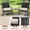 3 Piece Wicker Patio Bistro Set, Rattan Conversation Set with Coffee Table, for Balcony, Porch, Garden, Yard, Poolside, Black Frame with Grey Cushion