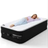Twin Air Mattress - 17” Inflatable Bed with Built-in Pump, 450lb Capacity, Soft Milk Fiber Topper – Perfect for Home, Camping, and Guests