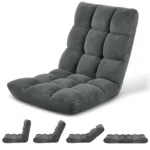 Folding Floor Chair with Back Support for Adults, Adjustable Japanese Meditation; Portable Gaming Chair Recliner Seat with Comfy Cushion, for Teens