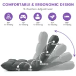 Folding Floor Chair with Back Support for Adults, Adjustable Japanese Meditation; Portable Gaming Chair Recliner Seat with Comfy Cushion, for Teens